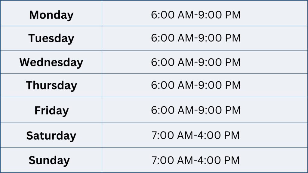 CCC RecPlex Fall Hours