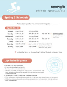 Spring 2 Lap Lane Schedule